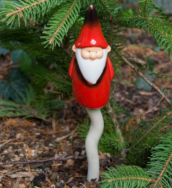dänischer Gartenstecker "Weihnachtsmann" Keramik