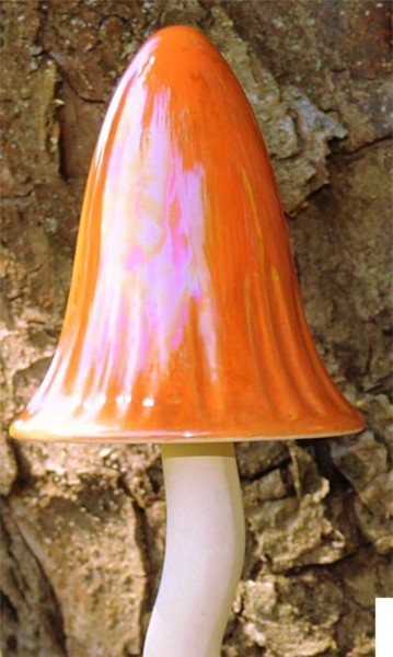 dänischer Klangpilz "Feikje" orange Größe M 30 cm Ø 8 cm Keramik frostfest