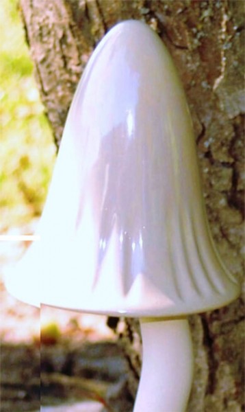 dänischer Klangpilz "Eldar" creme-perlmutt Größe M 30 cm Ø 8 cm Keramik frostfest