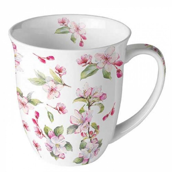 Mug 0.4 L Spring blossom white Ambiente suwia