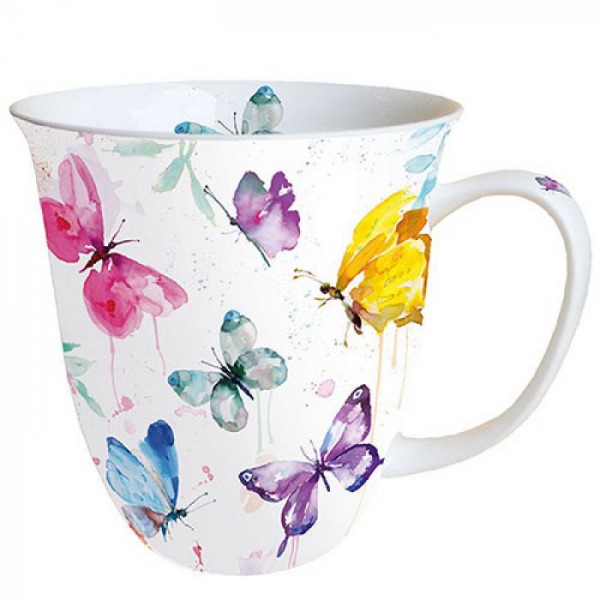 „Butterfly Collection White" Ambiente Fine Bone China Becher / Tasse 400ml